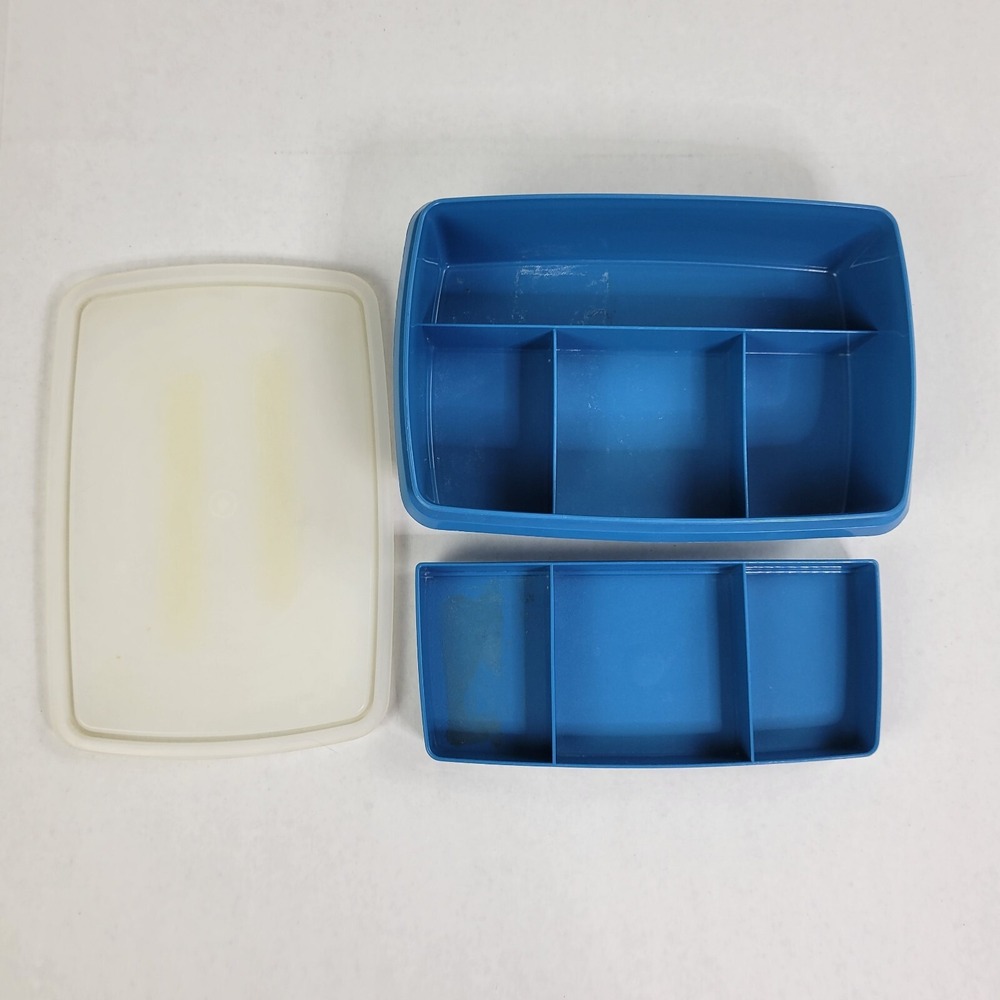 Tupperware Tuppercraft 767-3 Rectangular Container Blue Storage Craft Organizer - Picture 8 of 12